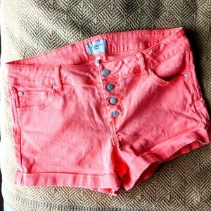 Celebrity Pink Coral shorts with white buttons